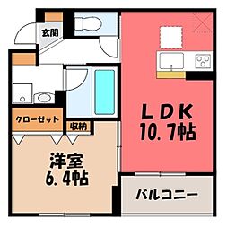 TORISIAS 東城南 A 1LDKの間取図画像