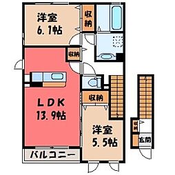 ヴィラデフルール 2LDKの間取図画像