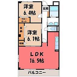 プレステージコートファミーユ館 2LDKの間取図画像