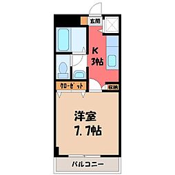 KURADO片柳 1Kの間取図画像