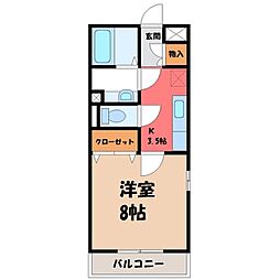 アネシス城北C 1Kの間取図画像
