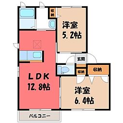 アズールコート 2LDKの間取図画像