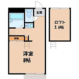 リブレス小山喜沢 ワンルームの間取図画像
