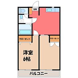 ラ・セゾン古川 2DKの間取図画像