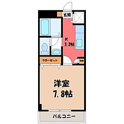 KURADO片柳 1Kの間取図画像