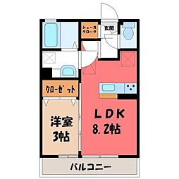 カサデプラセール 1LDKの間取図画像
