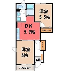 Sun・verdyB 2DKの間取図画像