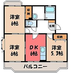 ラ・セゾングリーン 3DKの間取図画像