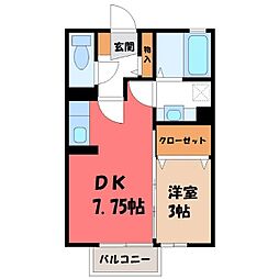 シャトーグランドハイムE 1DKの間取図画像