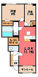 ルミエール III 2LDKの間取図画像