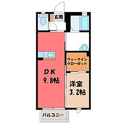 サン・ボナール 1DKの間取図画像