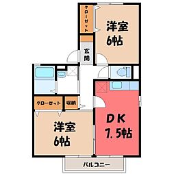 ウィンドワードガーデンズB 2DKの間取図画像