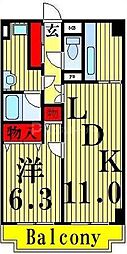 綾東ヴィレッジ弐番館 1階1LDKの間取り