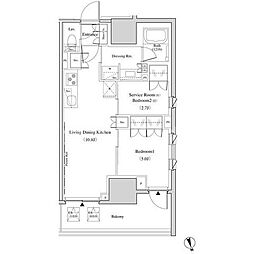 ザ・パークハビオ北千住 12階1SLDKの間取り