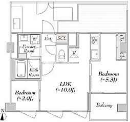 LUMIEC KITASENJU（ルミーク北千住） 5階2LDKの間取り