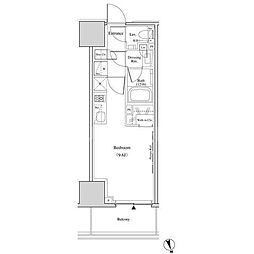 ザ・パークハビオ北千住 13階ワンルームの間取り