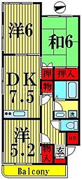 マンション伊興 301 3階3DKの間取り