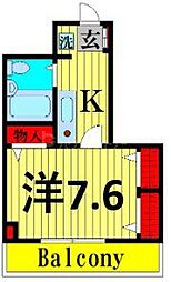 第21新井ビル 3階1Kの間取り