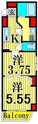 アーバハイツ六町1号館 5階2Kの間取り