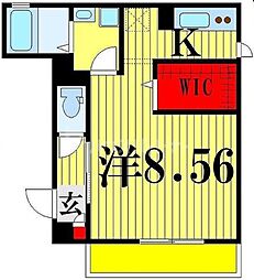 ルミエールII 1階1Kの間取り