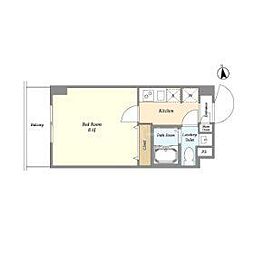 アルファコート西新井 2階1Kの間取り