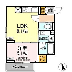 セレスティア栗原II 301 3階1LDKの間取り