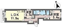 アーバングレイス 2LDKの間取図画像