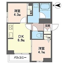 ビスタリエ南花畑 2DKの間取図画像