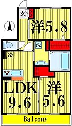 エトワール 2LDKの間取図画像
