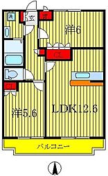 グランベルハウス1 2LDKの間取図画像