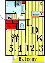 ファミユB 1LDKの間取図画像