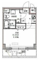 GENOVIA六町 1Kの間取図画像