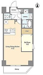 足立区谷在家2丁目マンション 1LDKの間取図画像