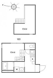 ハーモニーテラス青井XIII ワンルームの間取図画像
