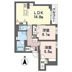 ボン ベルディ 2LDKの間取図画像