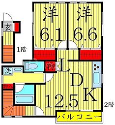 ウェルス 2LDKの間取図画像