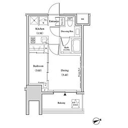 ザ・パークハビオ北千住 2Kの間取図画像