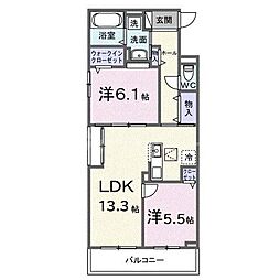 ブランノワレ 2LDKの間取図画像