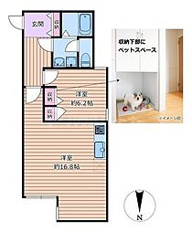 brillante paws 舎人 1LDKの間取図画像