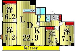 竹ノ塚保木間二丁目ビル 4LDKの間取図画像