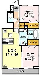 アステール1 2LDKの間取図画像