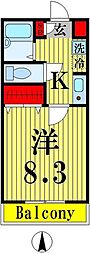 コージーフラッツスマイル 1Kの間取図画像