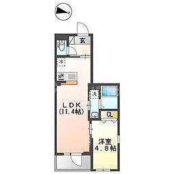 仮)梅田3丁目マンション新築工事 1LDKの間取図画像