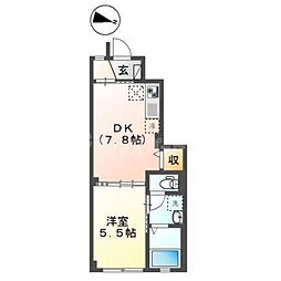 THE BASE 神明 1DKの間取図画像