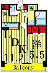 ベルシード梅島ブランシュ 1LDKの間取図画像