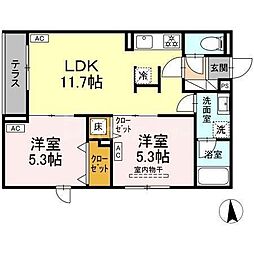 セレスティア荒川N 2LDKの間取図画像