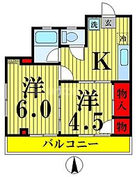 ユニバーサルマンション 2Kの間取図画像