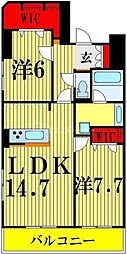 ロイヤルパーリスリバーサイド 2LDKの間取図画像