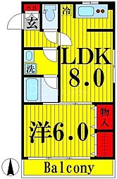 ワコーレ千住A棟 1LDKの間取図画像