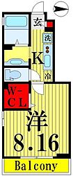 ラッテ 1Kの間取図画像